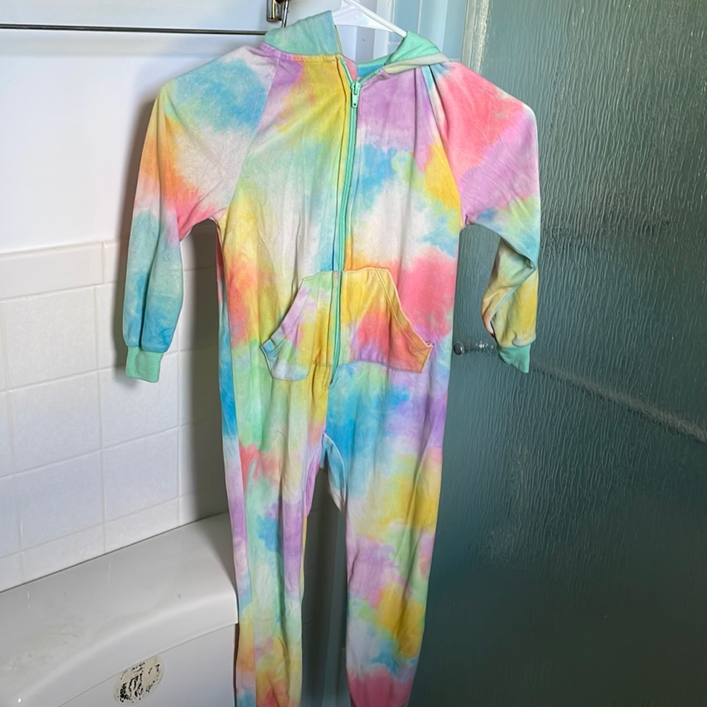 Kids Cat and Jack Tie Dye Onesie Hooded Pajamas
